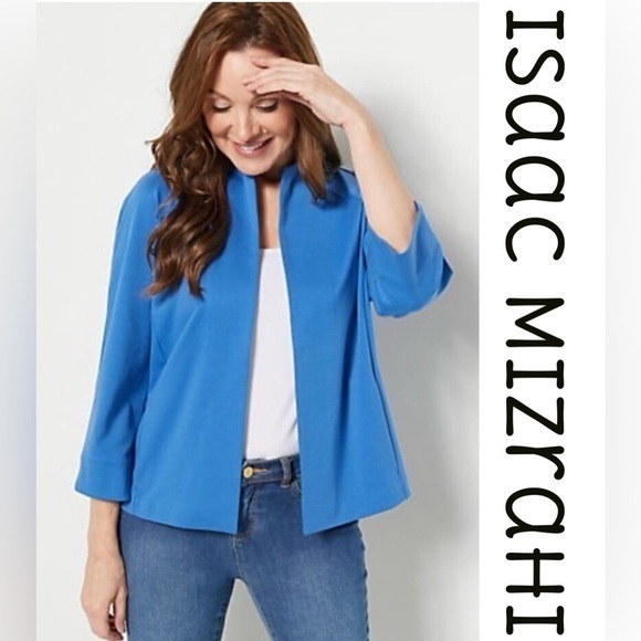 Isaac Mizrahi Jackets & Blazers - ❤️Isaac Mizrahi Live Elements Blue Open-Front Jacket Blazer Cardigan M